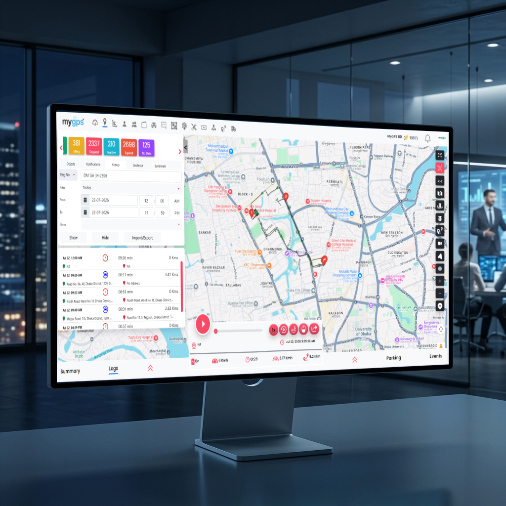 90-Day Animated Route & Speed Playback - MyGPSBD Telematics